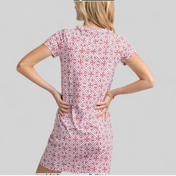 Southern Tide-Women's Chanelle Performance Geo Dress-Dusty Coral-size M-NWT - Picture 2 of 11